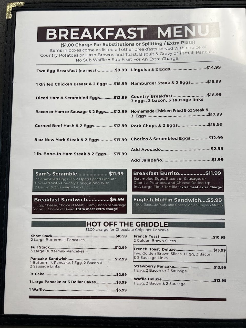 Lunch specials with burgers and sandwiches